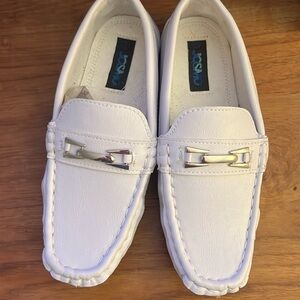 Brand new boys white loafers